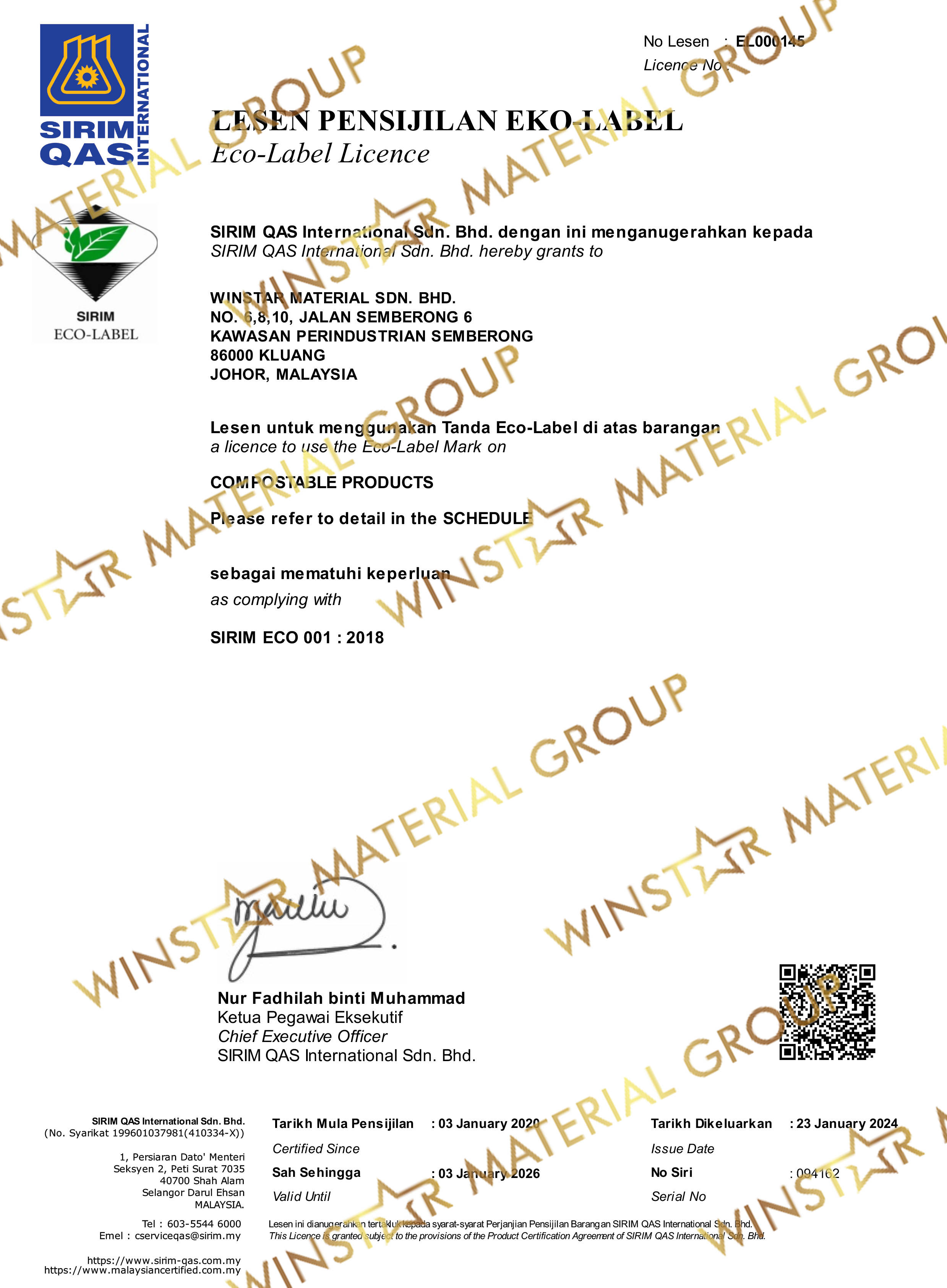 Eco-Label Certificate